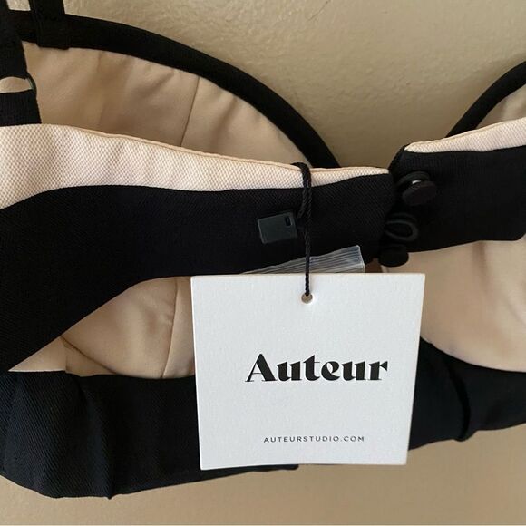 Auteur contrast balcony top blush black bra camisole bustier Revolve XL NWT - Picture 8 of 11